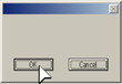 © ad_stock - Minimalistic retro computer window interface with OK and Cancel buttons in pixel art style. A large arrow cursor clicking the OK button. Vintage 90s operating system UI elements.