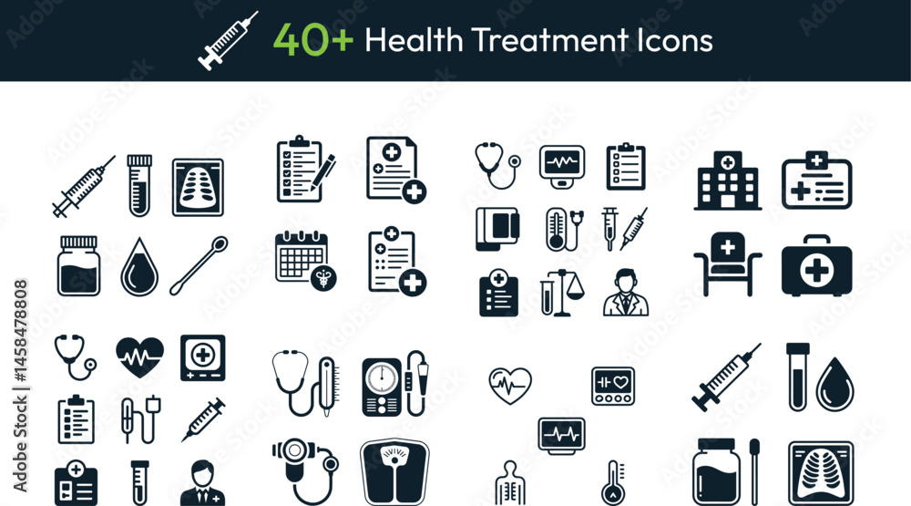 Minimalist Medical Icons – Black and White Healthcare Symbols for ...