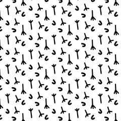 Fototapete - chicken footprints seamless pattern background