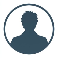 Aufkleber - Silhouette of a Person in a Circle, Ideal for Profile Picture or Icon, Dark Blue Isolated on White Background