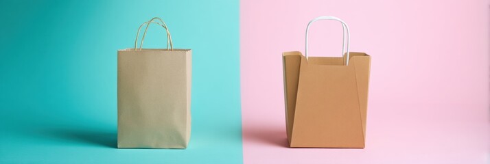 Aufkleber - Pastel Colored Paper Shopping Bags and Cardboard Boxes Side by Side Creating a Stylish Display Generative AI