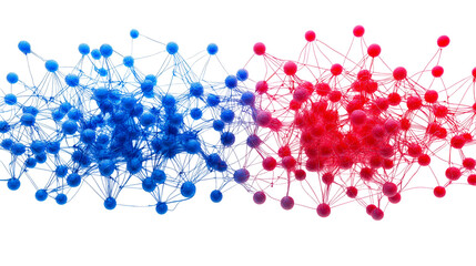 Complex Molecule Structure, Blue and Red Spheres, Connections, cut out transparent