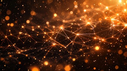 Wall Mural - dazzling network of shimmering golden connections