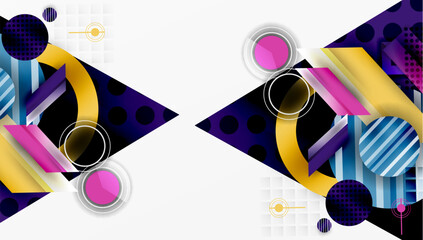 Fototapete - Abstract geometric design. Vibrant colors, shapes overlap creating dynamic composition. Modern aesthetic, suitable background element.