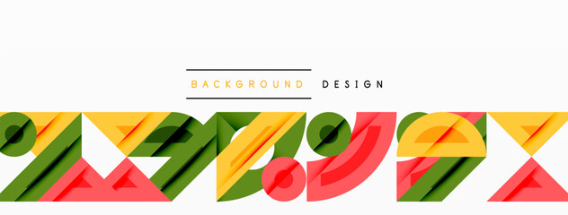 Poster - Abstract shapes overlap, creating vibrant design. Colors include green, yellow, red, orange. Minimalist style, modern aesthetic.