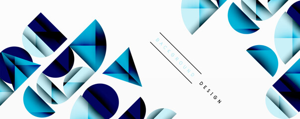 Leinwandbilder - Abstract geometric shapes, blue tones dominate. Modern design elements create dynamic visual texture. Clean lines, gradients present.