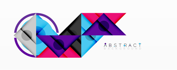 Aufkleber - Geometric shapes overlap, creating vibrant composition. Pink, purple, blue hues dominate design. Modern aesthetic, clean lines present.