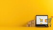 © Adex - Online shopping e commerce laptop boxes yellow background