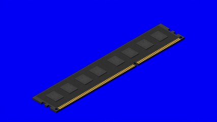 Isometric random access memory animation. RAM memory realistic 3d isometric. Computer hardware components. 4K animation