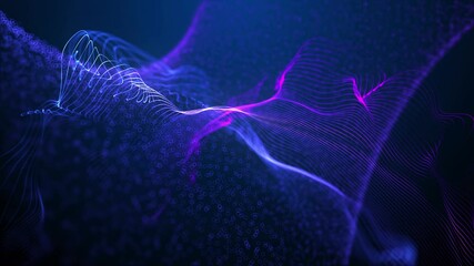 Wall Mural - Futuristic Data Visualization Plexus - Abstract Particle Waves Loop 4K