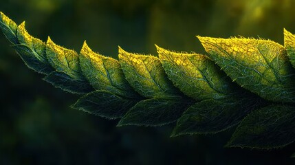 Wall Mural - Leafy green plant with textured, serrated leaves
