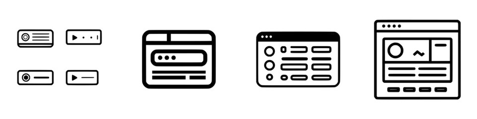 Vector illustration of digital interface icons for web design and user interaction tools in modern graphics