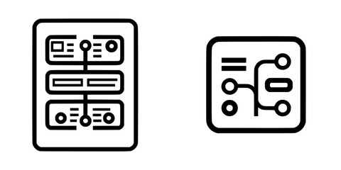 Vector illustration of digital interface icons displaying data visualization and flowchart concepts for technology applications