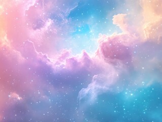 Wall Mural - Pastel pink and blue nebula