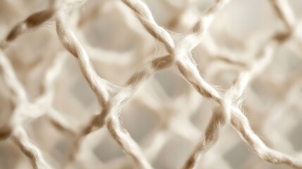 Poster - Close-up view of a beige, textured, woven fiber mesh, showcasing intricate details and soft, fluffy strands. The image evokes a sense of warmth and natural texture. : Generative AI