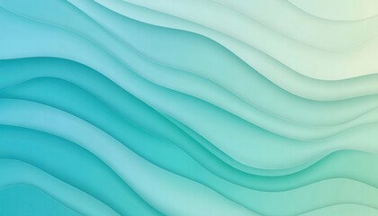 Aufkleber - Abstract Wavy Background with Gradient Lines in Shades of Blue and Green Fluid Art Design with Soft Light Effects and Smooth Texture