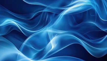 Poster - Abstract Wavy Blue Lines on Dark Background with Smooth Gradient Modern Art Design and Fluid Motion