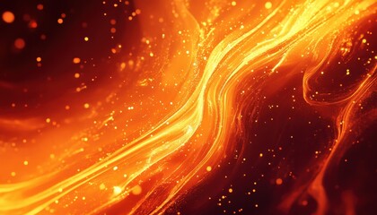 Aufkleber - Dynamic Orange Swirling Lines Abstract Background with Glowing Light Effect Flowing Energy and Deep Orange Color Palette