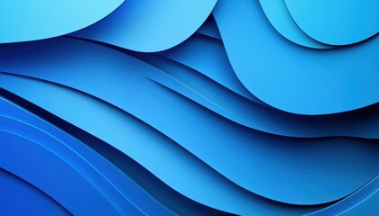 Aufkleber - Swirling Blue Paper Layers Abstract Background in Dynamic Wave Patterns with Light and Shadow for Modern Decorative Design and Creative Arts