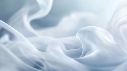 Poster - Abstract image of flowing, light blue silk fabric with soft, gentle folds and waves, creating a serene and elegant texture. : Generative AI