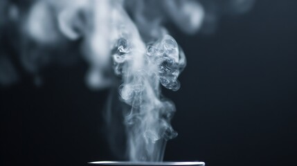 Aufkleber - Abstract image of swirling white smoke rising from an unseen source against a dark background, creating a visually captivating and mysterious atmosphere. : Generative AI