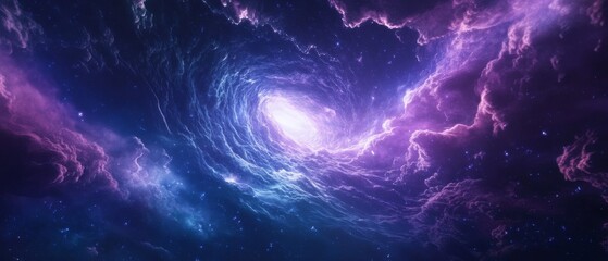 Wall Mural - a galaxy with a spiral shape and purple clouds