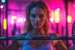 © rifai_art - Focused female lifter in neon gym