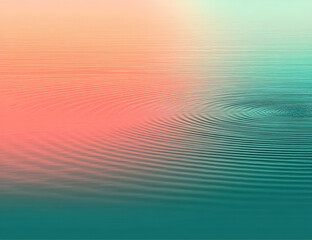 Poster - Serene water ripples, coral and teal gradient, abstract nature background.  Peaceful, calm water surface with concentric circles, perfect for meditation or spa themes.