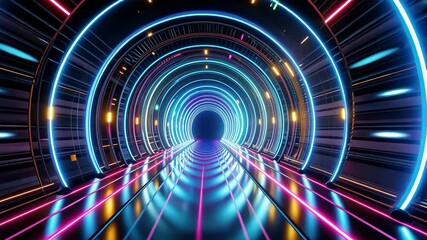 Wall Mural - Hypnotic Neon Tunnel A Futuristic Journey Through Vibrant Lights and Dynamic Energy