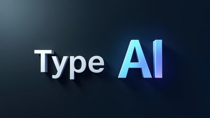Type AI. Futuristic blue and white text 