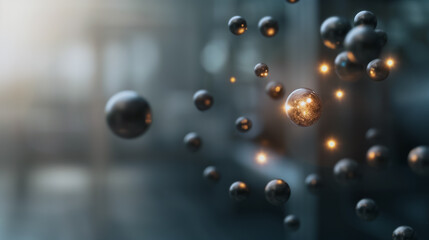 Wall Mural - floating spheres: a captivating depiction of spherical orbs floating in a space, creating an intrigu
