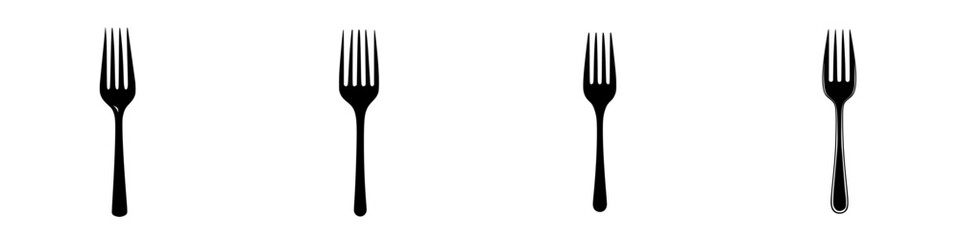Wall Mural - flat black fork icons representing different styles and designs suitable for various culinary applic