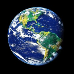 a vibrant view of earth, showing continents, oceans, and clouds. detailed landscape