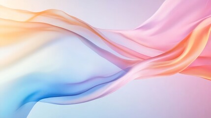 Aufkleber - Abstract pastel fabric waves, flowing silk texture, soft color gradient, light blue, pink, orange hues, elegant design, smooth curves, dreamy aesthetic, digital art, modern background. : Generative AI