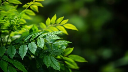 Poster - Close-up view of vibrant green foliage, showcasing the intricate details of leaves and their textures.  Sunlight filters through, highlighting the lushness of the plant life. : Generative AI
