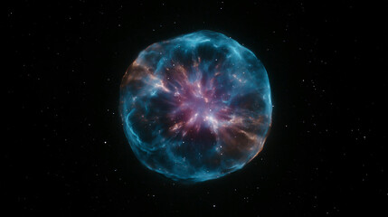 Wall Mural - a dying star encased in glowing resin with cosmic dust and fiery nebula trails frozen in time