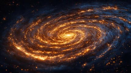 Wall Mural - Galactic spiral illuminated by swirling stars and cosmic dust in an isolated space setting