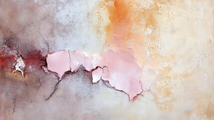 Poster - Abstract art painting depicting a cracked, textured surface with pink, beige, and brown hues, creating a visually striking and unique composition. : Generative AI