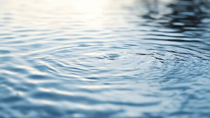 Poster - Close-up view of serene, blue water surface with gentle ripples and subtle light reflections, creating a tranquil and peaceful mood. : Generative AI