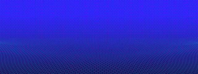 Hexagonal background vector modern line 3d perspective style blue color for sci-fi, virtual design project