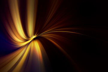 Wall Mural - Modern bright abstract dynamic line wave curve soft light gradient neon brown yellow gold on black background design for graphics pattern web illustration technology digital backdrop wallpaper poster