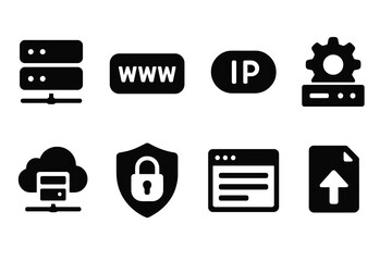 Wall Mural - collection of vector illustration icons representing internet and network concepts in a modern desig