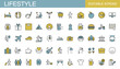 © Rico - Lifestyle icon set. Nutrition, diet, entertainment, personal development, daily routine, and more. Editable stroke. Vector illustration