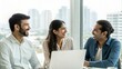 © Jo - Indian Colleagues Engaged in Happy Conversation by Office Window