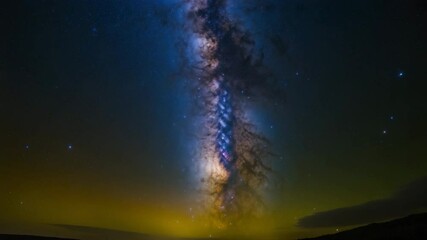 Wall Mural - night sky astrophotography of a purple and pink orion nebula