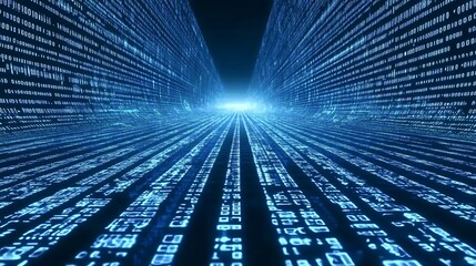 Digital code tunnel, data stream, futuristic
