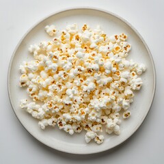 Fototapete - Overhead shot of a plate filled with fresh and delicious popcorn. Perfect snack for movie night or a quick bite.