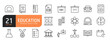 © Bradericon - Set of line icons related to education, back to school, science, online learning and more. Outline icons collection. Editable stroke. Vector illustration.