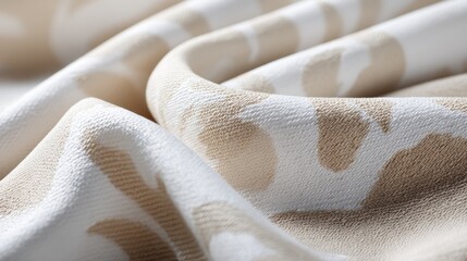 Poster - Showcasing a close view of a woven fabric, this composition highlights an elegant tulip damask pattern in soft cream colors, ideal for design projects