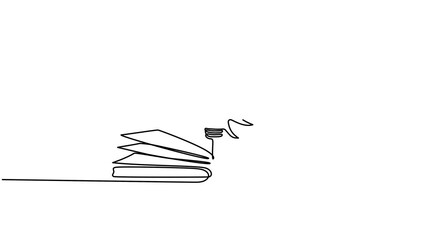 Wall Mural - lightbulb with open book continuous line art drawing animation. line idea symbol video. animated wis